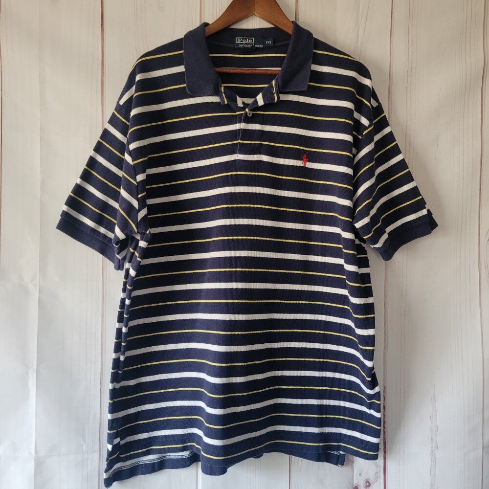 Polo Ralph Lauren Vintage 90’s Classic Fit, Textured Knit Striped Short-Sleeve